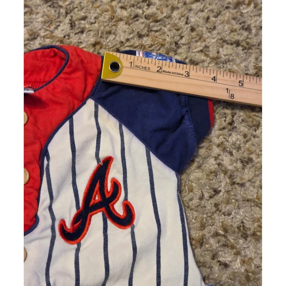 Vtg Rookie League Atlanta Braves Bodysuit Hat Set Baby Size 3-6M White Red Blue